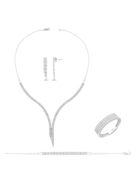 14 Ayar Beyaz Üç Sıra Su Yolu Bileklik