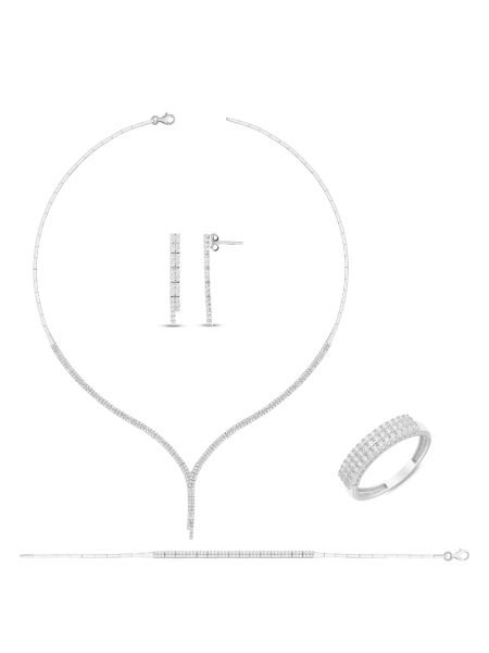 14 Ayar Beyaz İki Sıra Sapan Su Yolu Bileklik