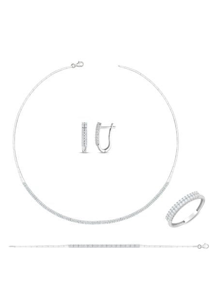 14 Ayar Beyaz İki Sıra Dolunay Su Yolu Bileklik