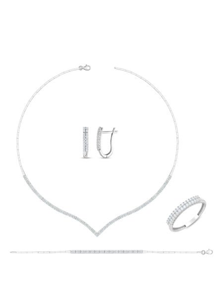 14 Ayar Beyaz İki Sıra Çavuş Su Yolu Küpe