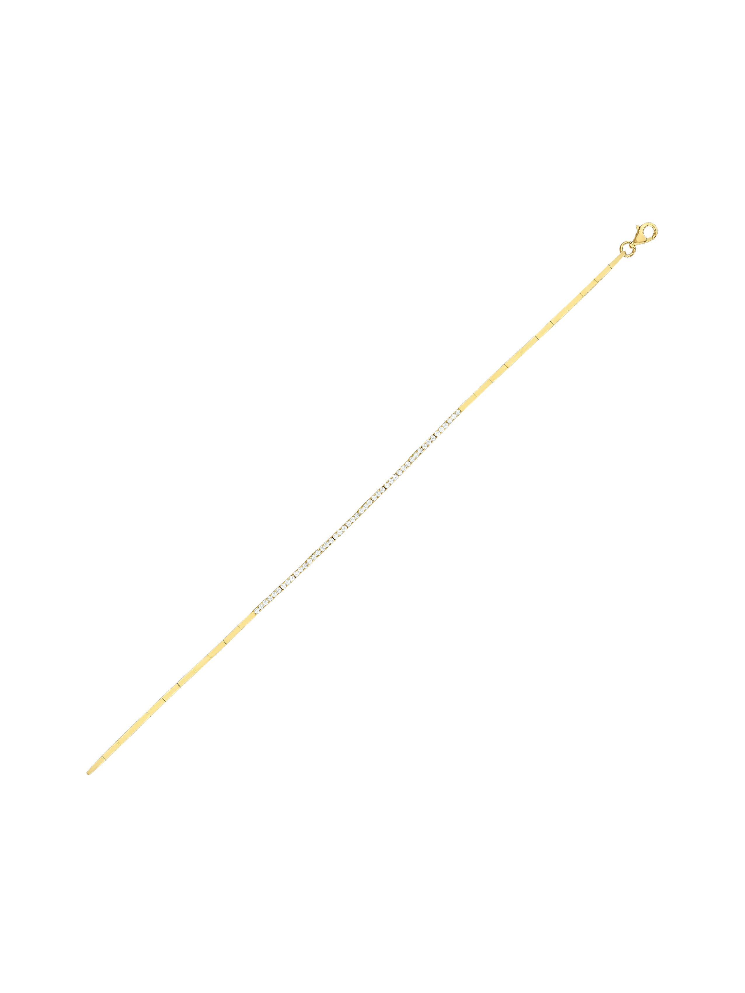 14 Ayar Sarı Tek Sıra Atkı Su Yolu Bileklik