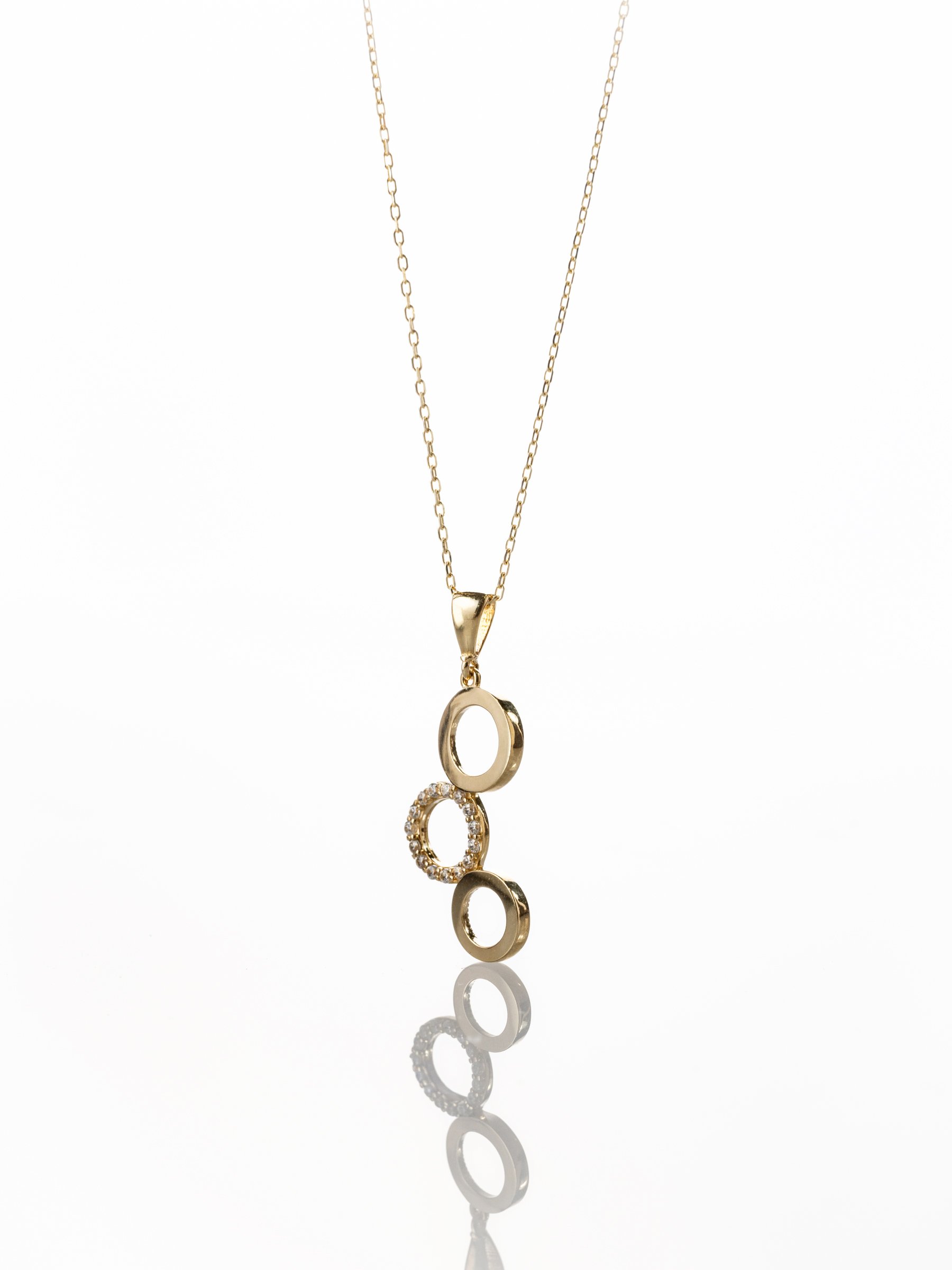 14 Ayar Üçlü Halka Kolye