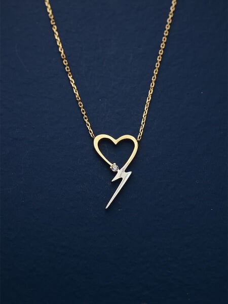 14 Ayar Kalp Kolye