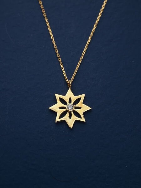 14 Ayar Taşlı Tasarım Kolye