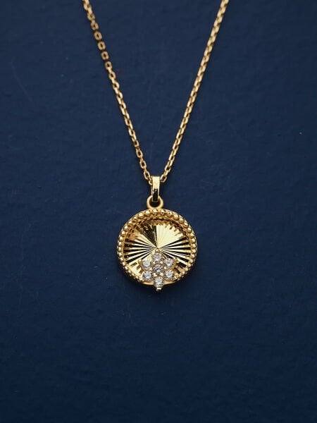 14 Ayar Taşlı Tasarım Kolye