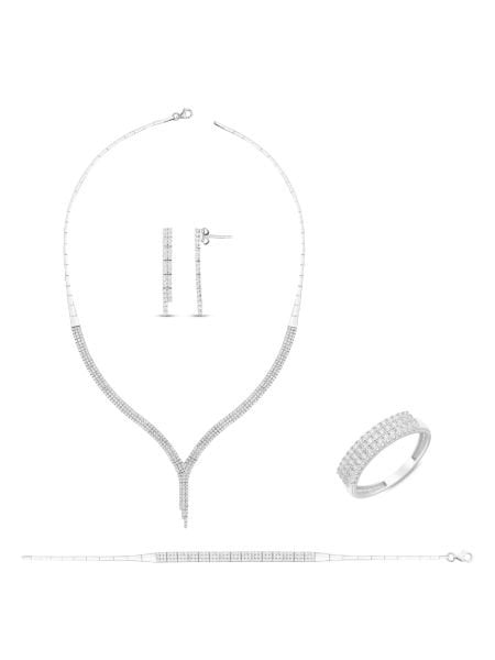 14 Ayar Beyaz Üç Sıra Sapan Su Yolu Gerdanlık