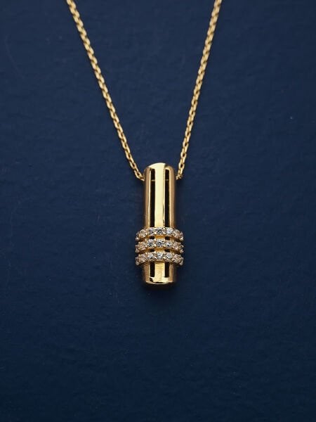 14 Ayar Taşlı Tasarım Kolye