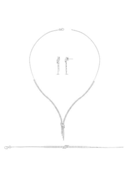 14 Ayar Beyaz İki Sıra Sallantılı Su Yolu Küpe