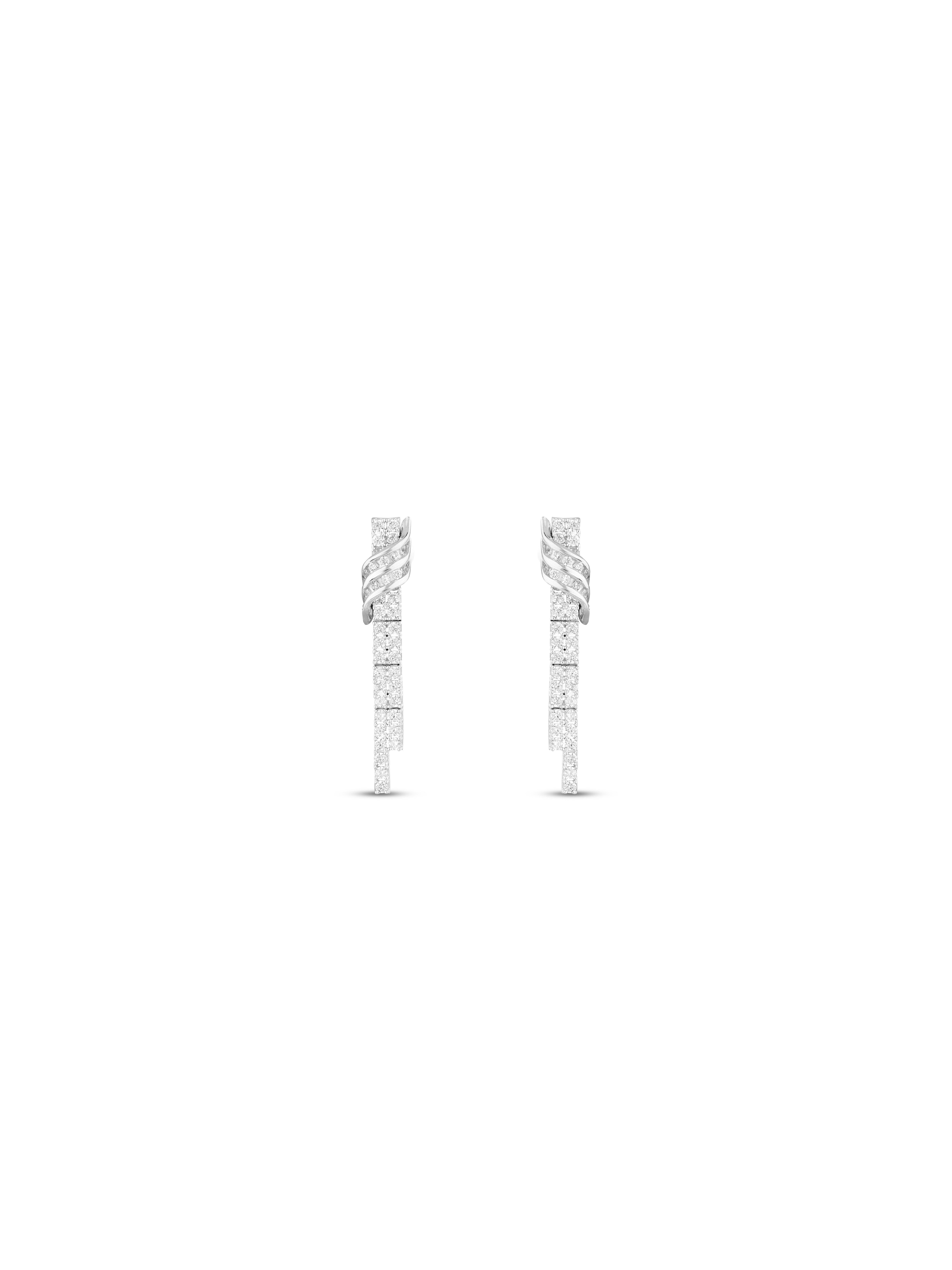 14 Ayar Beyaz İki Sıra Sallantılı Su Yolu Küpe