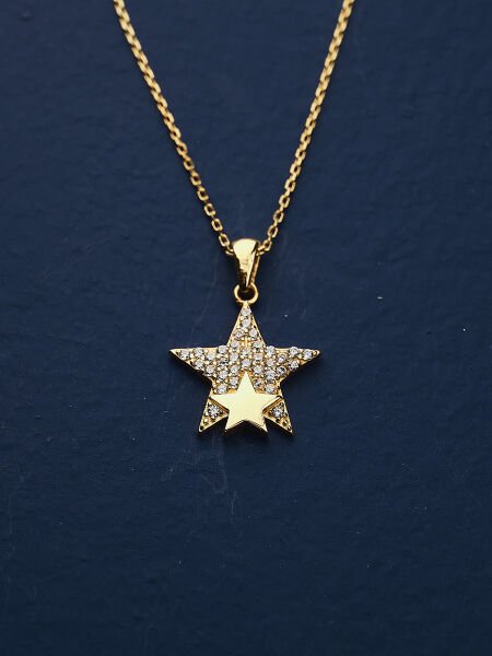 14 Ayar Taşlı Yıldız Kolye