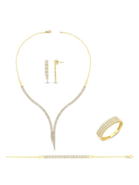 14 Ayar Sarı Üç Sıra Su Yolu Küpe