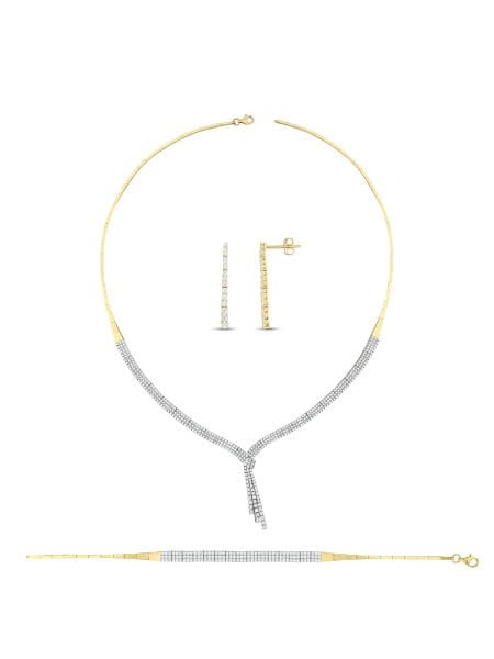 14 Ayar Sarı Üç Sıra Damla Su Yolu Gerdanlık