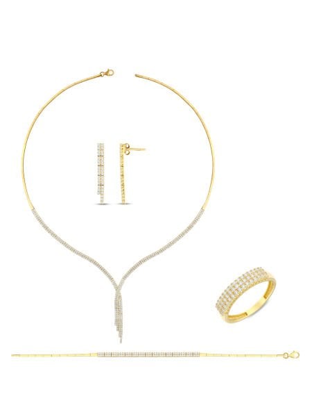 14 Ayar Sarı İki Sıra Atkı Su Yolu Gerdanlık