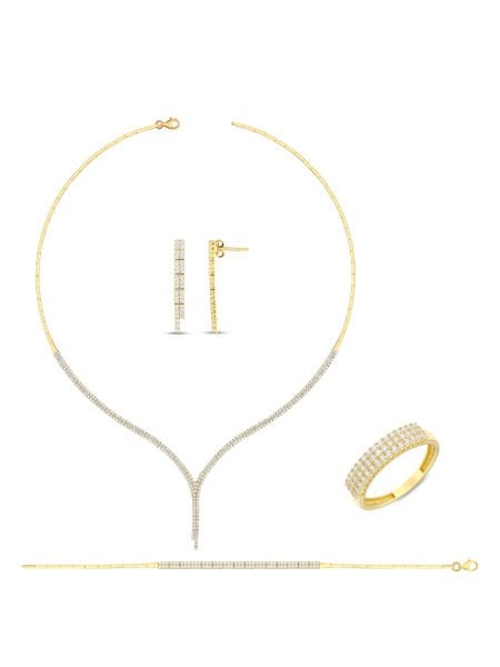 14 Ayar Sarı İki Sıra Sapan Su Yolu Gerdanlık