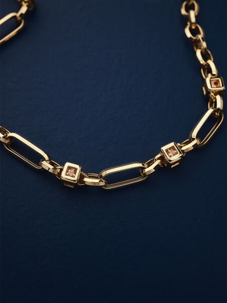 14 Ayar Renkli Taşlı Zincir Kolye