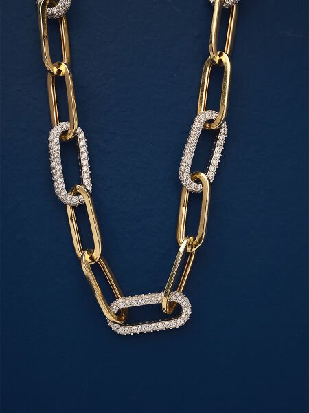 14 Ayar Taşlı Ataç Zincir Kolye