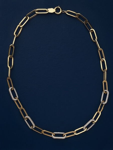 14 Ayar Taşlı Ataç Zincir Kolye