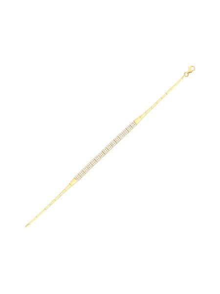 14 Ayar Sarı Üç Sıra Dolunay Su Yolu Bileklik