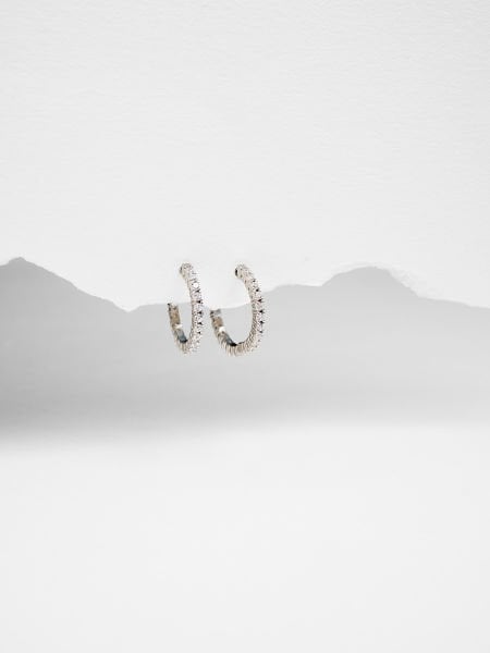 14 Ayar Beyaz Taşlı Küpe