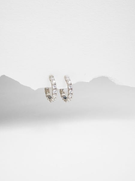 14 Ayar Beyaz Taşlı Küpe