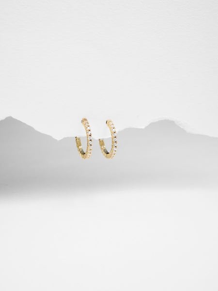 14 Ayar Sarı Taşlı Küpe