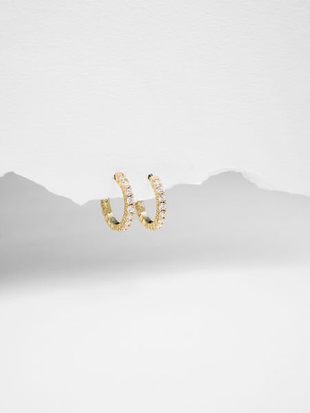 14 Ayar Sarı Taşlı Küpe