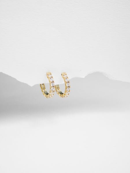 14 Ayar Sarı Taşlı Küpe