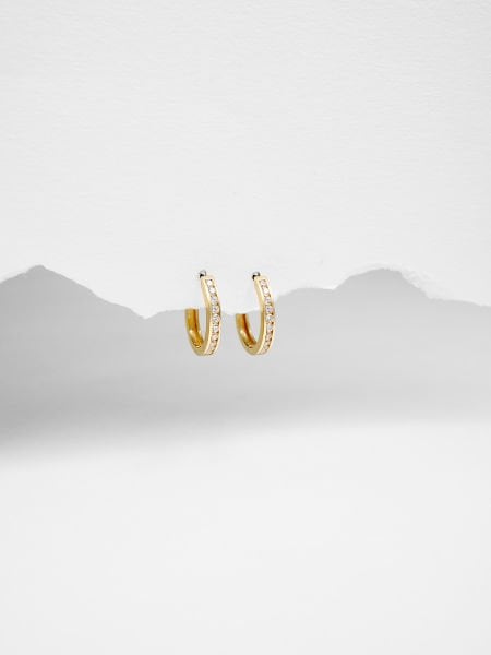 14 Ayar Sarı Taşlı Küpe