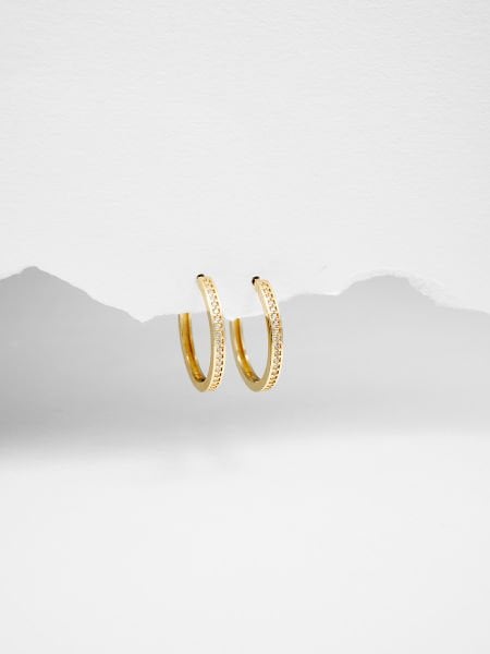 14 Ayar Sarı Taşlı Tasarım Küpe