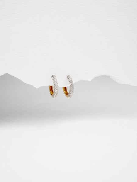 14 Ayar Çift Renkli Taşlı Küpe