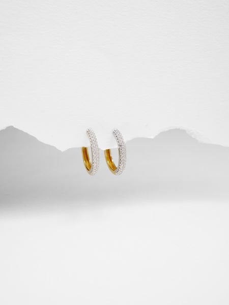 14 Ayar Çift Renkli Taşlı Küpe