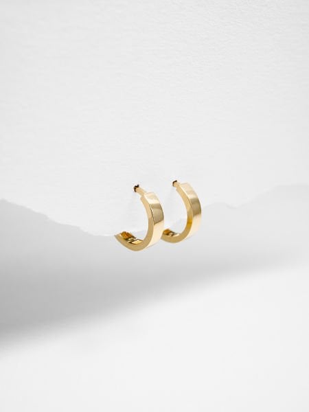 14 Ayar 3mm Düz Halka Küpe - Çap: 1 cm