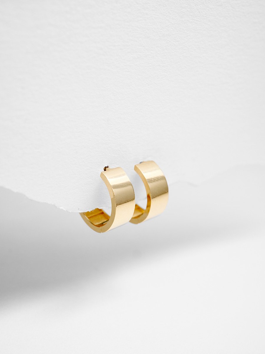 14 Ayar 5mm Düz Halka Küpe - Çap: 1.2 cm