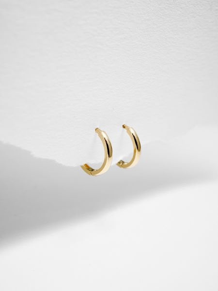 14 Ayar 2mm Bombeli Halka Küpe - Çap: 1 cm