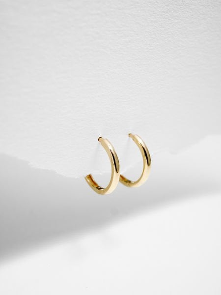 14 Ayar 2mm Bombeli Halka Küpe - Çap: 1.2 cm