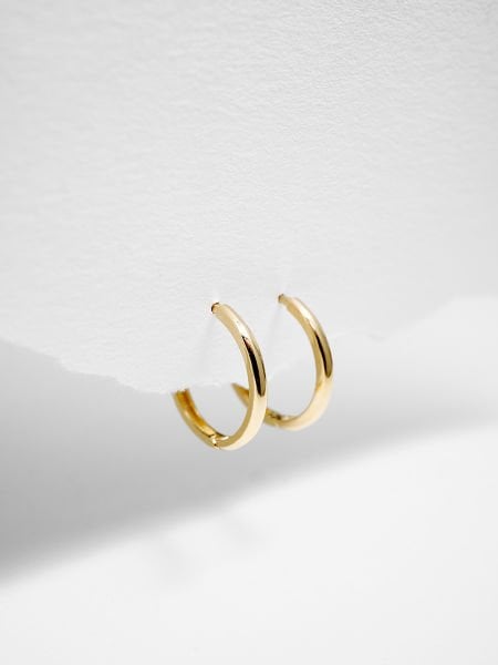 14 Ayar 2mm Bombeli Halka Küpe - Çap: 1.4 cm