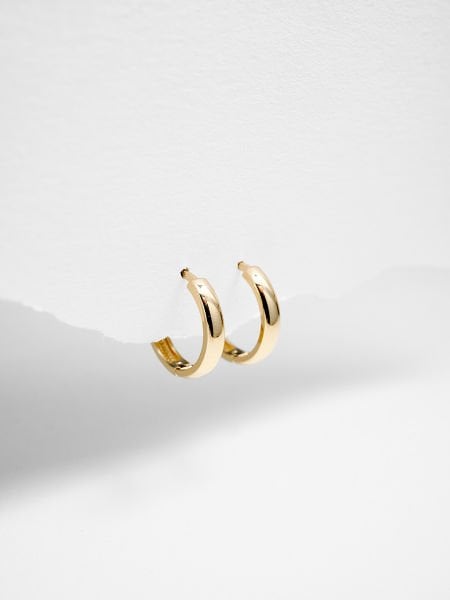 14 Ayar 3mm Bombeli Halka Küpe - Çap: 1.2 cm