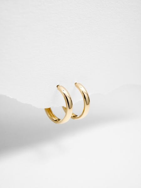 14 Ayar 3mm Bombeli Halka Küpe - Çap: 1.4 cm