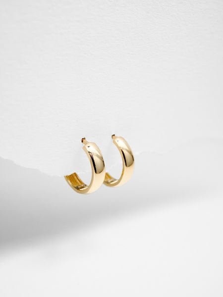 14 Ayar 4mm Bombeli Halka Küpe - Çap: 1.2 cm