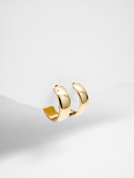 14 Ayar 6mm Bombeli Halka Küpe - Çap: 1.2 cm