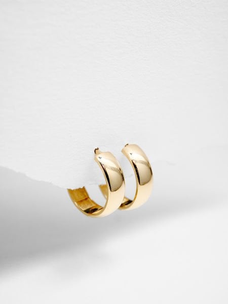 14 Ayar 6mm Bombeli Halka Küpe - Çap: 1.4 cm