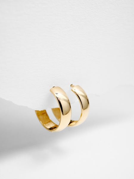 14 Ayar 6mm Bombeli Halka Küpe - Çap: 1.6 cm