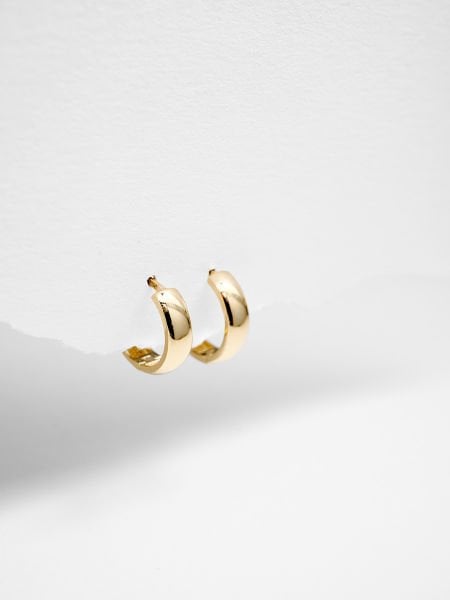 14 Ayar 4mm Bombeli Halka Küpe - Çap: 1 cm