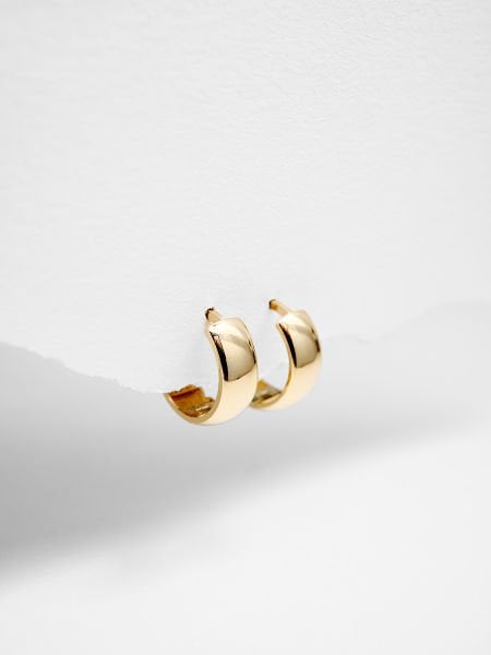 14 Ayar 6mm Bombeli Halka Küpe - Çap: 1 cm