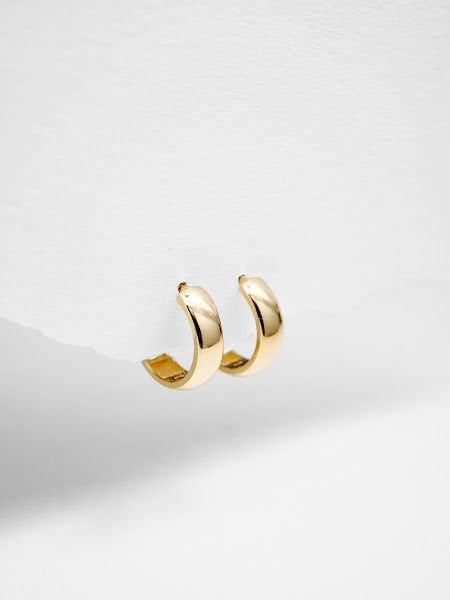 14 Ayar 5mm Bombeli Halka Küpe - Çap: 1 cm