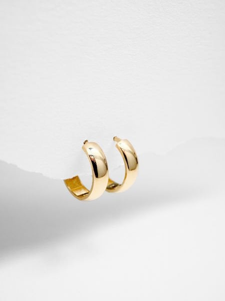 14 Ayar 5mm Bombeli Halka Küpe - Çap: 1.2 cm