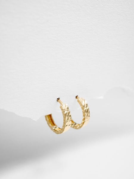 14 Ayar 3mm Düz Kalemli Halka Küpe - Çap: 1.2 cm