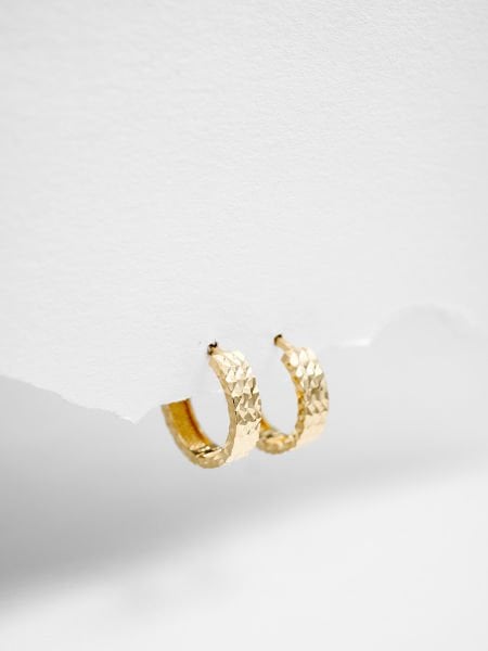 14 Ayar 4mm Düz Kalemli Halka Küpe - Çap: 1.2 cm