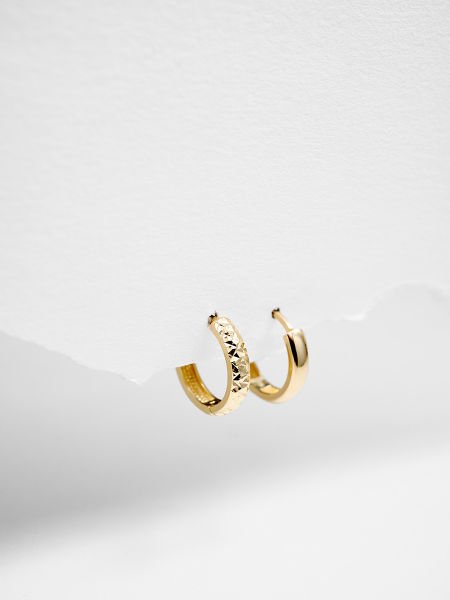 14 Ayar 3mm Bombeli Kalemli Halka Küpe - Çap: 1 cm