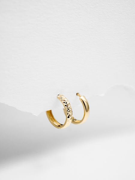 14 Ayar 3mm Bombeli Kalemli Halka Küpe - Çap: 1.2 cm